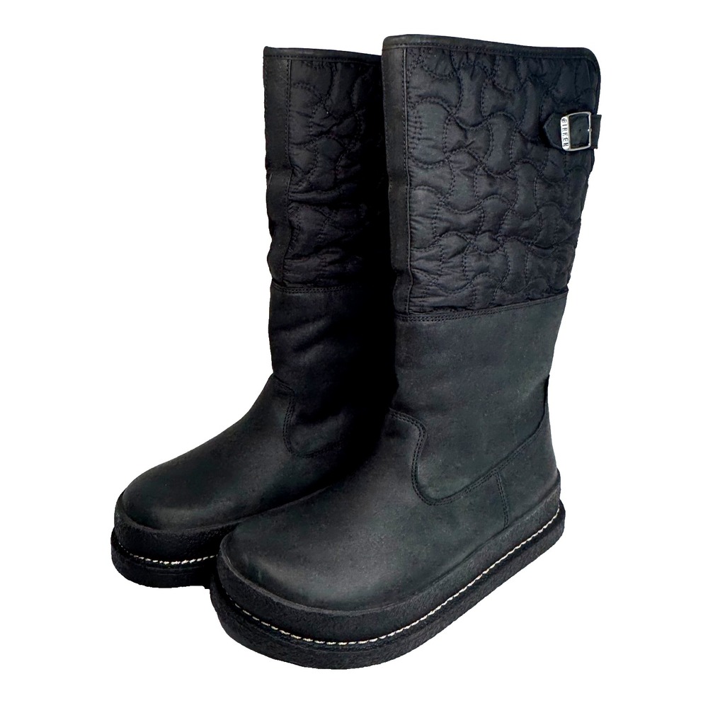 Birkenstock Iskut Boots Black Leather Quilted Fleece-Lined Women's 7 EU 38 - Picture 3 of 9